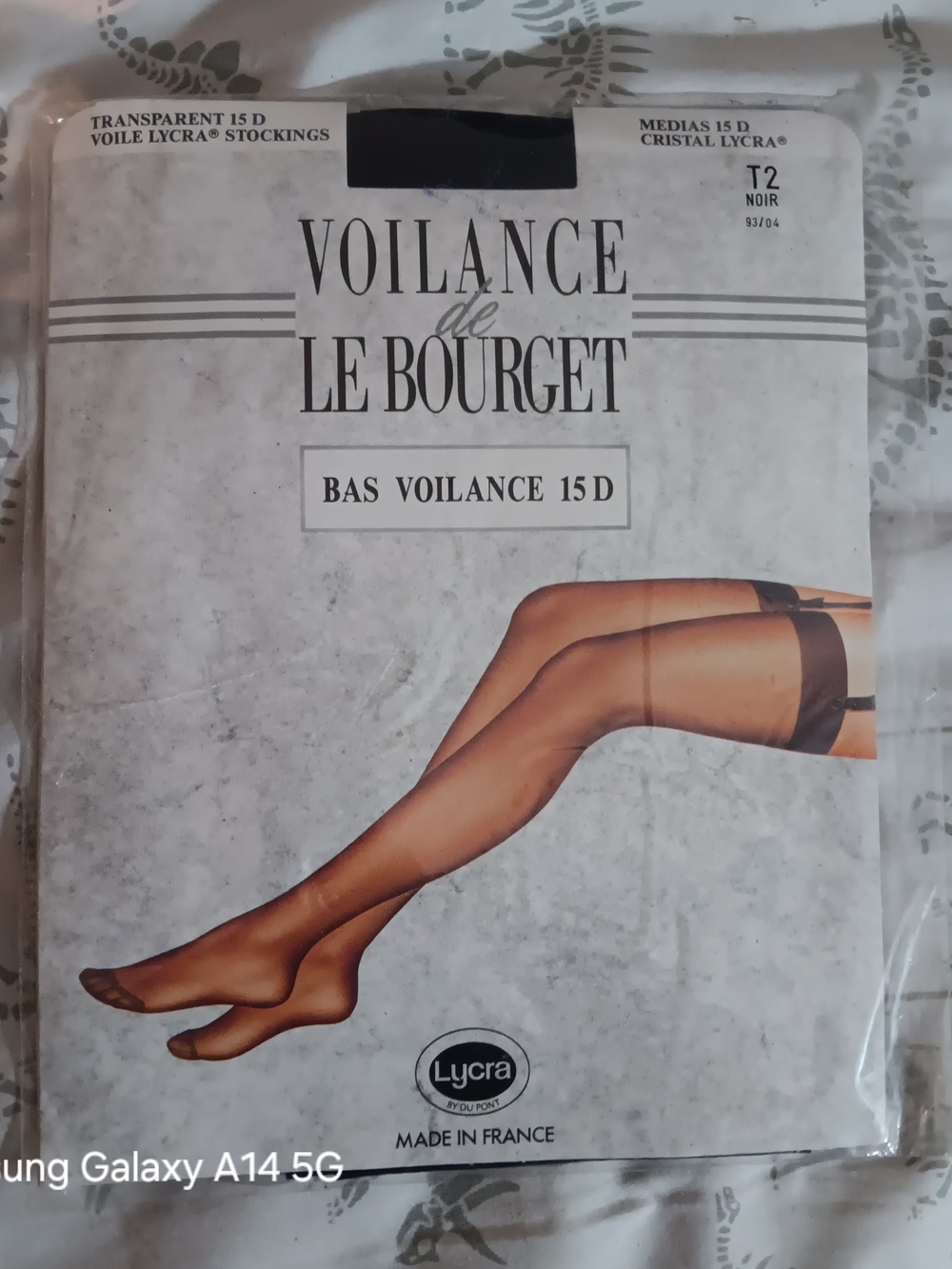 Bas Voilance 15D Sheer Stockings - Black T2 Medium Vintage French